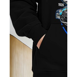[Men's Motorcycle Hoodie] Black Men's Motorcycle Graphic Hoodie - 