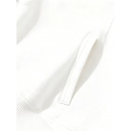 Men's Casual Hooded Sweatshirt with Letter 'H' Hot Transfer Print Logo - Long Sleeve Pullover Hoodie, Pockets & Medium-Stretch Fabric, Machine Washable Winter Sweater for Cold Weather (Autumn/Winter) - In-Stock for immediate Shipping