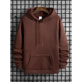 [Pullover for Casual Attire] Thick Warm Solid Color Hooded Sweatshirt | Casual Loose Fit Sweater with Front Pocket, Machine Washable for Fall Winter (Solid Color Options)