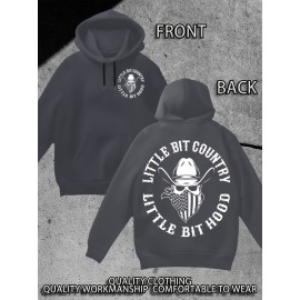 Men's Heavyweight Hoodie - 310g Blend Pullover Hooded Sweatshirt, Country Graphic Back Print, Machine Washable Streetwear for Fall Winter Spring - Black Hoodie for Men, Casual Wear, Statement Sweatshirt, Cozy Material, Long Sleeve Top, Casual Dressers