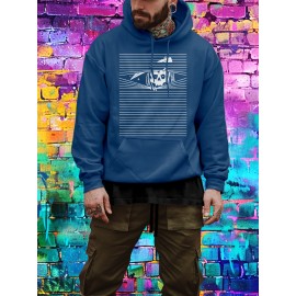 American Street Style Trendy Printed Hoodie | Outdoor Casual Street Vibe, Fashionable Sweatshirt for Autumn & Winter, Fun Print Patterns, Warm Casual Hoodie, Super Cool, Geometric-pattern, Hooded, Pullover, Regular Fit, Perfect for Men
