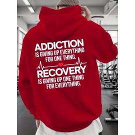 Men'S Hoodie - Back Printed Addiction Recovery Message Hooded Sweatshirt - Dark Grey/Black Graphic Pullover - Long Sleeve Winter Hoodie for Everyday & Formal Wear - Ideal Addiction Support Gift for Men, Casual Streetwear, Comfortable Fit, Durable Fabric, Streetwear Fashion, Trendy Design, Soft Material, Hooded Sweater, Men'S Fashion