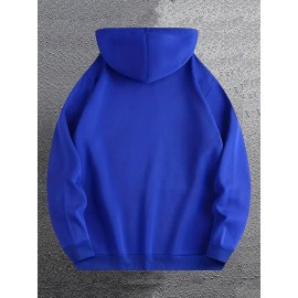 [Trendy Cartoon Hoodie] Trendy Casual Hoodie - Men's Cartoon Network Graphic Pullover, Blue Loose Fit Long Sleeve Hooded Sweatshirt with Vibrant Character Print, Comfortable All-Season Sweater Hoodie