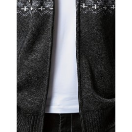 Autumn and winter new casual Men's fashion jacquard hooded knitted cardigan sweater jacket warm top, Autumn Outfit, Cozy Sweater, Knitted Design, Trendy Knitwear, Durable Stitching, Pullover Hoodie, Men’S Sweater, Streetwear Lovers, Winter Wardrobe