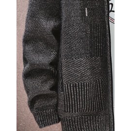 Autumn and Winter New Middle aged Men's Casual Hoodie with Thick Knitted Cardigan and Velvet for Warmth, Autumn Layering, Cold Weather Wear, Classic Hoodie, Relaxed Fit, Durable Stitching, Men’S Cardigan Sweater, Long Sleeve Top, Winter Essentials