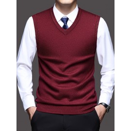 Men'S Solid Color Sleeveless Vest - Classic V-Neck, Regular Fit, Spring/Fall Essential for Casual & Formal Outfits, Versatile Layering Piece, Casual Attire, |classic Vest|sleeveless Design, Men Vest