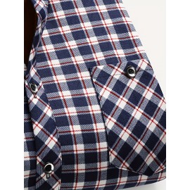 Men'S Heavyweight Plaid Long Sleeve Dress Shirt - Thick Winter Warm Button-Front Closure, Classic Pointed Collar, / Checkered Pattern, Formal & Everyday Office & Semi-Formal Wear, Durable & Comfortable for Cold Weather - Ideal for Middle-Aged & Elde