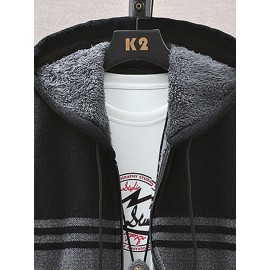 autumn and winter new casual striped hooded knitted sweater for middle-aged and young men, fashionable jacket, Seasonal Clothing, Everyday Sweater, Stylish Outerwear, Trendy Jacket, Warm Material, Pullover Jacket, Men's Sweater, Urban Style
