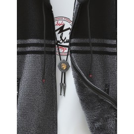 autumn and winter new casual striped hooded knitted sweater for middle-aged and young men, fashionable jacket, Seasonal Clothing, Everyday Sweater, Stylish Outerwear, Trendy Jacket, Warm Material, Pullover Jacket, Men's Sweater, Urban Style