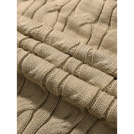 Men'S Lapel Pullover Cable Knit Long Sleeve Warm Sweater