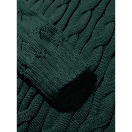 Men'S Lapel Pullover Cable Knit Long Sleeve Warm Sweater
