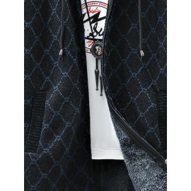 Autumn and winter Men's casual mid to long length jacket with hooded and plush thick warm jacket, fashionable and versatile top, Seasonal Fashion, Winter Outerwear, Long Coat, Stylish Outerwear, Warm Fabric, Men's Hoodie, Outerwear Essential, Men's