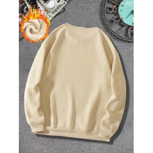 1pc Men'S Casual Crew Neck Sweatshirt, Thick Knit Polyester, Slight Stretch, Cozy Skin-Friendly Fabric, Print Snowman Design, Fall/Winter Warmth