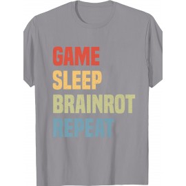 Funny Brainrot Design | For Men'S Game Sleep Brainrot Repeat Italian Brainrot Premium T-Shirt | Crew Neck, Medium Stretch Fabric, Suitable for All Seasons and Various Occasions