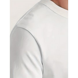 Men'S Casual Long Sleeve T-Shirt with Calvin Letter Print - Green, Round Neck, Stretch Fabric, All-Season Comfort, Regular Fit, Everyday Tshirt | Relaxed Fit Shirt | Comfortable Fit