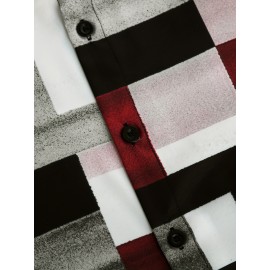 Men's Long Sleeve Dress Shirt with Collar & Button Front - Geometric Pattern Button- Shirt, Machine Washable Spring/Fall Casual & Smart-Casual Blouse for Office, Wedding, Events - Classic Buttoned-Up Style (Regular Fit)