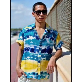Summer Casual Shirts, Men's Summer Casual Short-sleeved Shirts, Polyester Material, Quick-drying, Abstract Pattern Printing, Suitable for Going Out, Traveling, Vacation, Beach, Polyester Material, Quick-drying, Gift for Boyfriend, Gift for Husband, Shirts for Men Casual, Beach Attire, Vacation Wear, Casual Style, Stylish Design, Quickdry Fabric, Lightweight Material, Printed Tee, Men's Short Sleeve, Adult Clothing, Husband Present