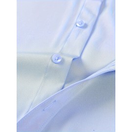 Men'S Polyester Casual Dress Shirt - Solid Color, Button-Up, Lapel Collar, Moderate Stretch, Comfortable Design for All Seasons, 120g/㎡, Casual Wear|Modern Casual Shirt|Sleek Appearance