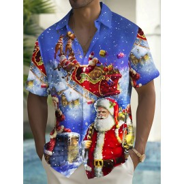 Men's Vintage Christmas Santa Claus Print Short Sleeve Shirt • Festive Santa & Reindeer Design with Pockets • Button-Up Collar Lightweight Polyester • Perfect for Holiday Casual Wear Christmas Shirts • Dress Shirts for Men Work Attire Seasonal Style • Contrast Placket Comfort Fit Work Long-Sleeve-Hackel-Shirt • Standard Style in Better Quality Patterns Whole Disc Ties and Studs with Style* • Incorporating Remarkable Conclusion Parenthesis