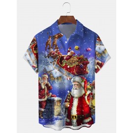 Men's Vintage Christmas Santa Claus Print Short Sleeve Shirt • Festive Santa & Reindeer Design with Pockets • Button-Up Collar Lightweight Polyester • Perfect for Holiday Casual Wear Christmas Shirts • Dress Shirts for Men Work Attire Seasonal Style • Contrast Placket Comfort Fit Work Long-Sleeve-Hackel-Shirt • Standard Style in Better Quality Patterns Whole Disc Ties and Studs with Style* • Incorporating Remarkable Conclusion Parenthesis