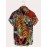Men's Japanese Ukiyo-e Tiger Shirt - Bold Red & Black Flame Button-Up, Lightweight Non-See-Through Fabric, Regular Fit Casual Shirt for Everyday & Formal Events, Plus Size Available, Summer Outfit, Digital Heat Transfer