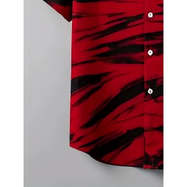 Men's Short-Sleeve Casual Shirt with Digital Print Short-Sleeve - Summer Collar Button- Blouse for Casual Attire, Machine Washable Non-Stretch Fabric, Versatile Short-Sleeve Shirt for Office & Semi-Formal Outfits - Suitable for Men