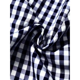 Elson OBM Men's Classic Plaid Button-Up Shirt - Long Sleeve Formal and Casual Top, Non-Stretch Fabric, Front Button Closure, Turn-Down Collar, Office, Wedding, Party Attire - Ideal Gift for Men, Office Wear, Fashion Design, Durable Construction