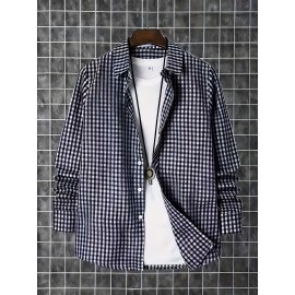 Elson OBM Men's Classic Plaid Button-Up Shirt - Long Sleeve Formal and Casual Top, Non-Stretch Fabric, Front Button Closure, Turn-Down Collar, Office, Wedding, Party Attire - Ideal Gift for Men, Office Wear, Fashion Design, Durable Construction