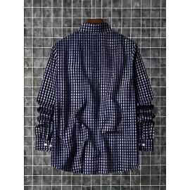 Elson OBM Men's Classic Plaid Button-Up Shirt - Long Sleeve Formal and Casual Top, Non-Stretch Fabric, Front Button Closure, Turn-Down Collar, Office, Wedding, Party Attire - Ideal Gift for Men, Office Wear, Fashion Design, Durable Construction