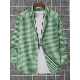 Elson OBM Men's Classic Plaid Button-Up Shirt - Long Sleeve Formal and Casual Top, Non-Stretch Fabric, Front Button Closure, Turn-Down Collar, Office, Wedding, Party Attire - Ideal Gift for Men, Office Wear, Fashion Design, Durable Construction