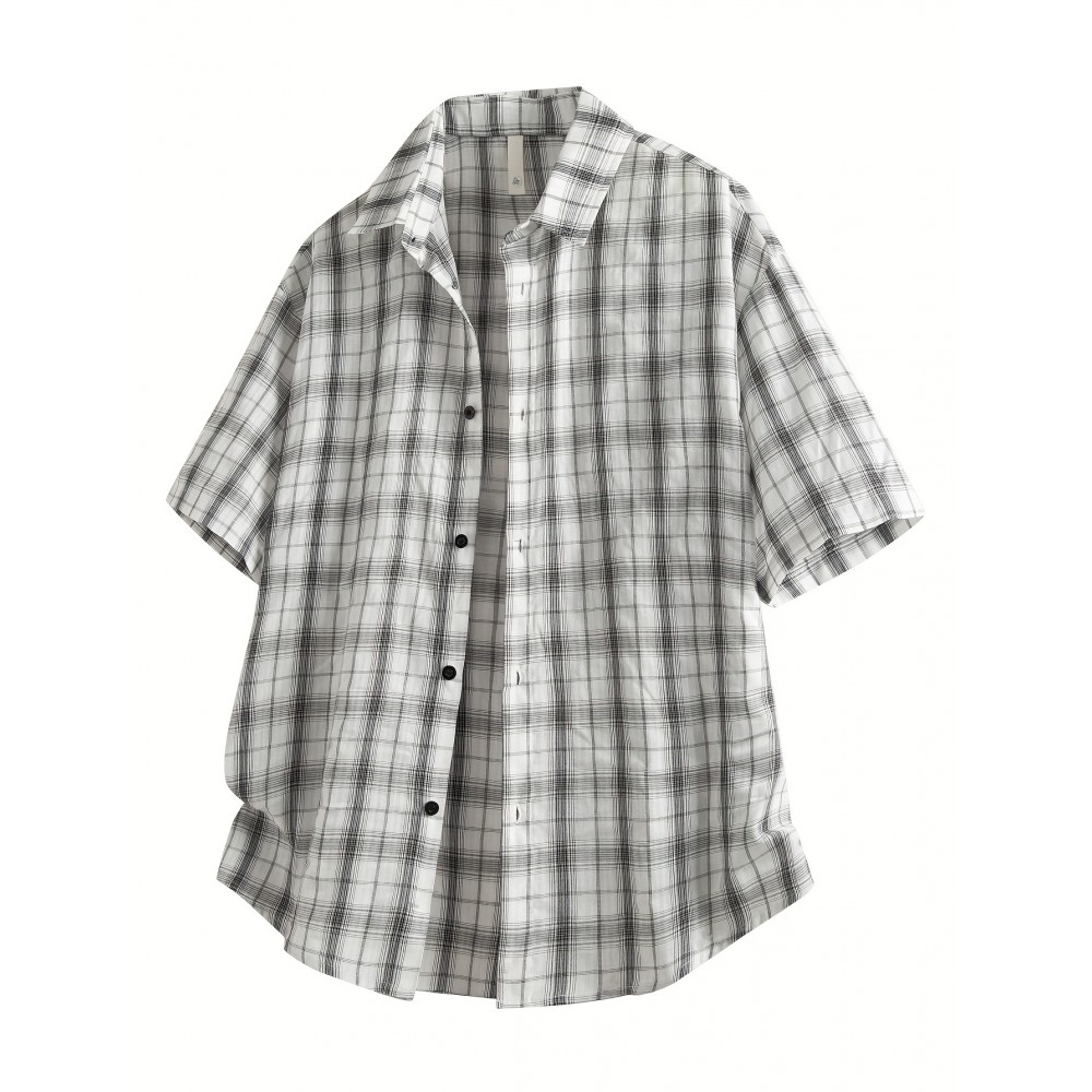 [Trendy Summer Shirt] Trendy Men's Summer Plaid Shirt | Short Sleeved Casual Loose Versatile Top Coat