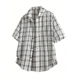 [Trendy Summer Shirt] Trendy Men's Summer Plaid Shirt | Short Sleeved Casual Loose Versatile Top Coat
