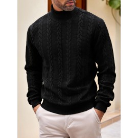 Men's Winter Warm Solid Color Turtleneck Sweater - High Neck Ribbed Pullover, Casual Winter Sweaters for Cold Weather, Versatile Layering Piece for Smart-Casual & Office Wear (Hand Washable)