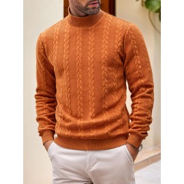 Men's Winter Warm Solid Color Turtleneck Sweater - High Neck Ribbed Pullover, Casual Winter Sweaters for Cold Weather, Versatile Layering Piece for Smart-Casual & Office Wear (Hand Washable)
