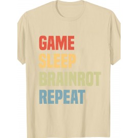 Funny Brainrot Design | For Men'S Game Sleep Brainrot Repeat Italian Brainrot Premium T-Shirt | Crew Neck, Medium Stretch Fabric, Suitable for All Seasons and Various Occasions
