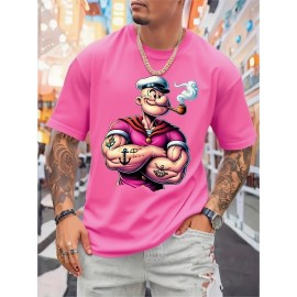 Men's Heavyweight 100% Cotton Pirate Graphic T-Shirt - Oversized Loose Fit Round Neck Short Sleeve, Bold Nautical Design with Pirate Ship & Treasure Chest Print, Breathable All-Season Casual & Themed Party Wear, Machine Washable (Ideal for Pirate Costumes & Everyday Outfits) - Men's Fashion Statement with Vibrant Pirate-Themed Print, Relaxed Fit for Summer & Year-Round Comfort